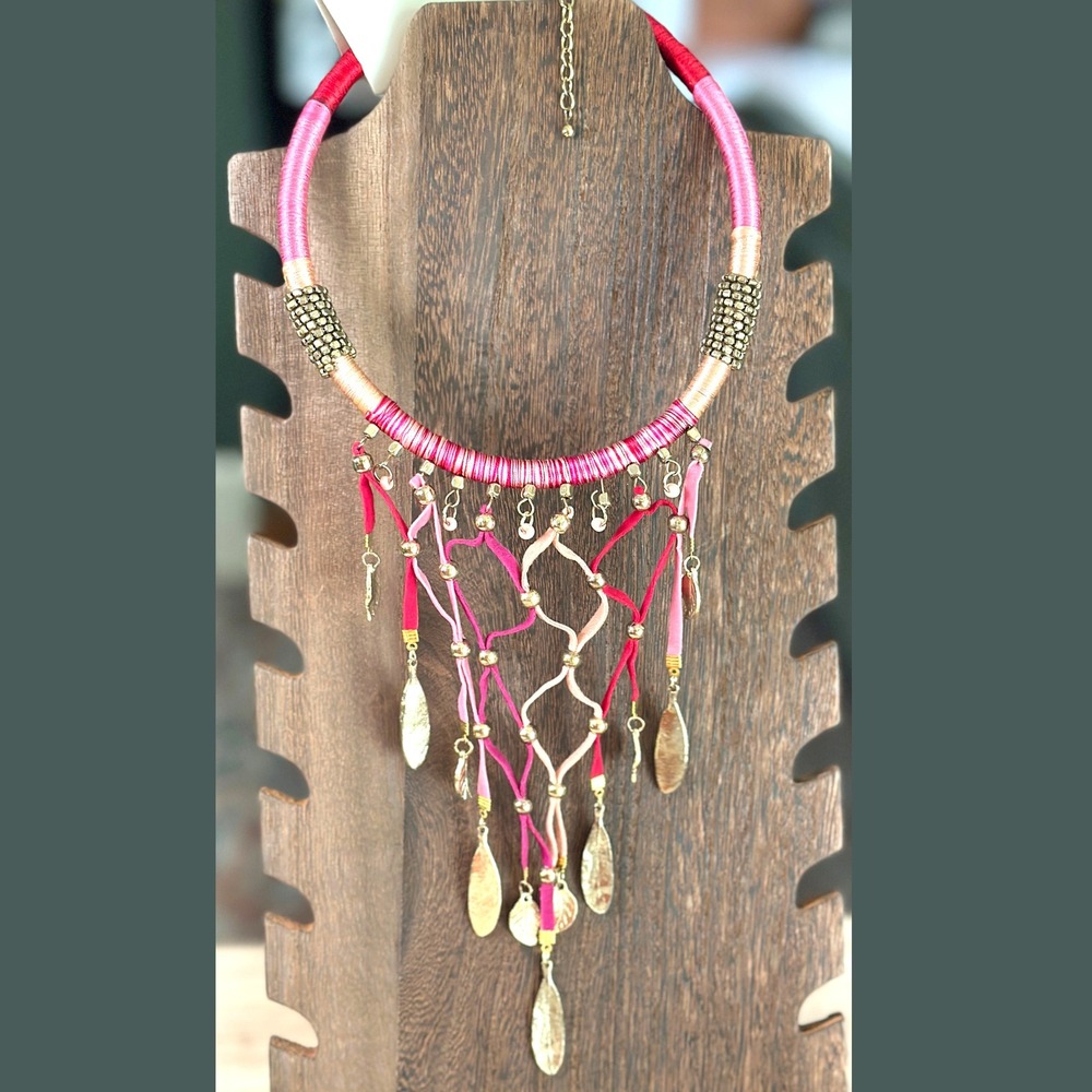 NWT Mia Collection Dream Catcher Choker Southwestern Necklace Pink‎ Handmade